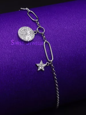 Star & Moon Charms Bracelet - SLNT4224